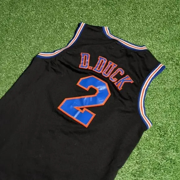 Vintage 90s Tune Squad Champion Jersey Daffy Duck 2 Space Jam Black Medium - Picture 5 of 8
